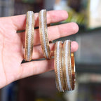 Gold Plated Crystal Kara Bangle Set 2 Pcs Wedding Wear