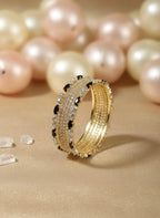 6 Pcs Gold Plated Crystal Kara Bangle Set for Women