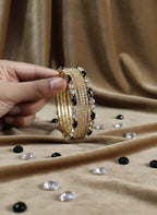 6 Pcs Gold Plated Crystal Kara Bangle Set for Women