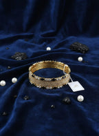 6 Pcs Gold Plated Crystal Kara Bangle Set for Women