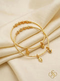 2 Pcs Funky Gold Plated Crystal Kara Bangle