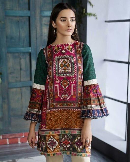 Multicolor Printed Swiss Lawn Women Shirt Summer Casual