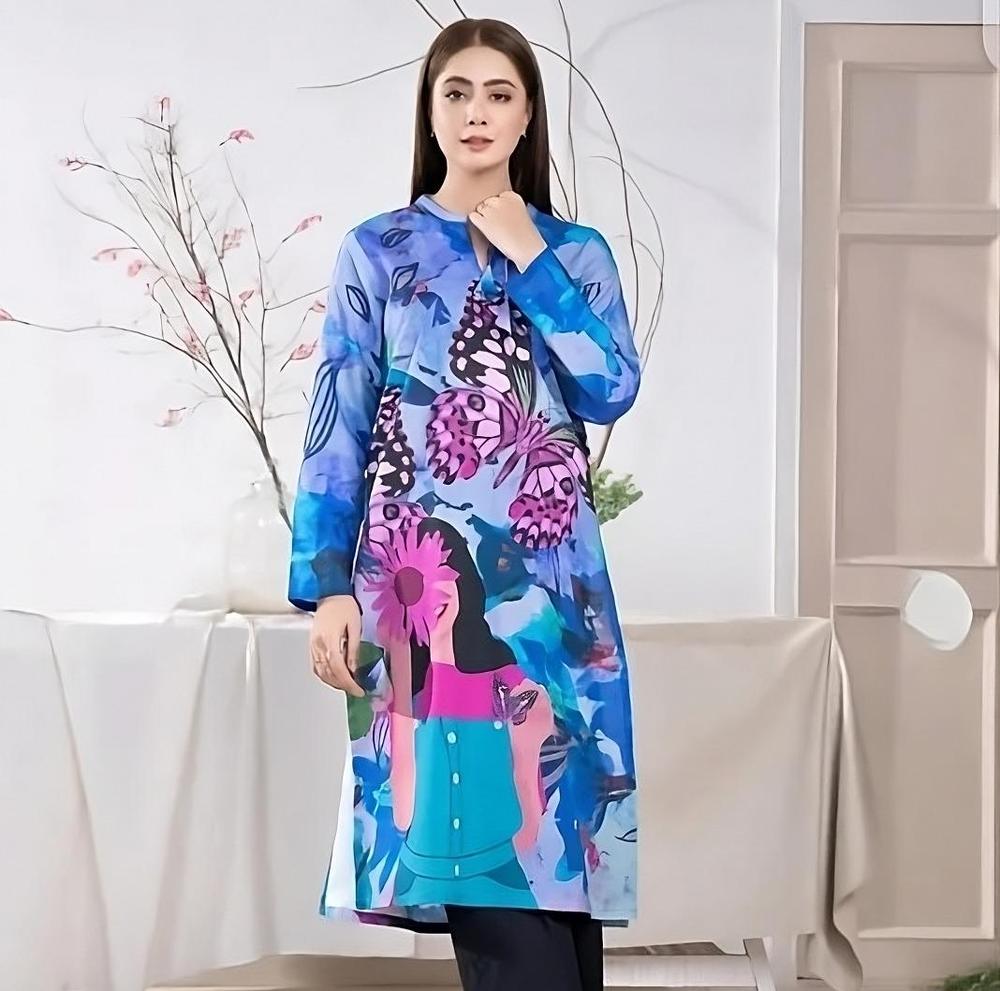Women Swiss Lawn Printed Shirt Multicolor Casual