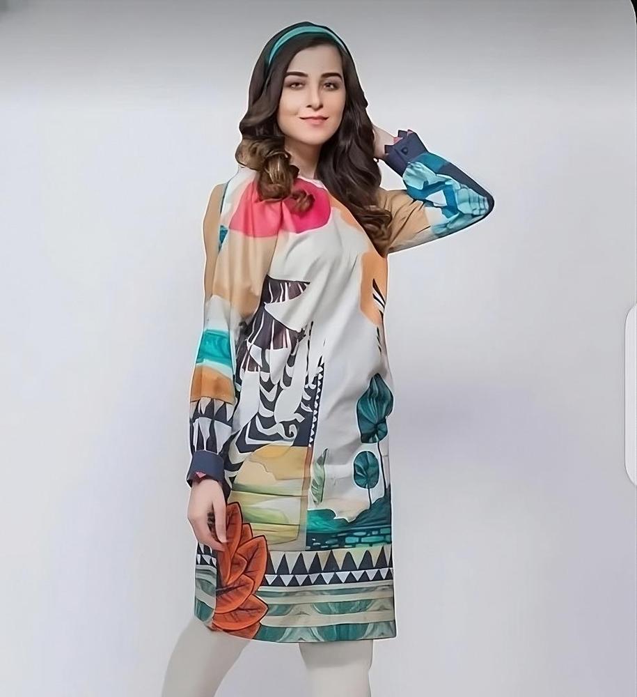 Multicolor Printed Swiss Lawn Women Shirt Summer Casual