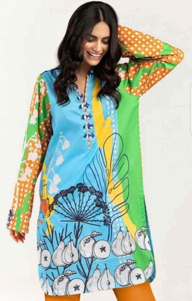 Women Swiss Lawn Printed Shirt Multicolor Casual Summer Season