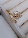 Gold Plated Crystal Adjustable Ring for Women Elegant Wedding Wear