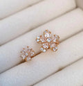 Gold Plated Crystal Flower Ring for Women Adjustable Wedding Wear