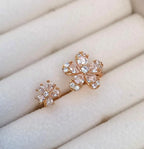 Gold Plated Crystal Flower Ring for Women Adjustable Wedding Wear