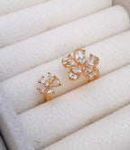Gold Plated Crystal Flower Ring for Women Adjustable Wedding Wear
