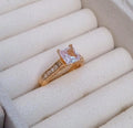 Vintage Gold Plated Crystal Adjustable Ring for Women
