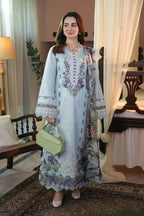 3 Pcs Chikankari Embroidered Lawn Suit Grey