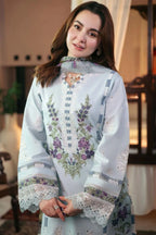 3 Pcs Chikankari Embroidered Lawn Suit Grey