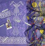 Purple Embroidered 3 Pcs Lawn Suit for Women