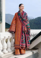 Brown Embroidered 3 Pcs Lawn Suit for Women