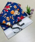 Women Printed Cotton Suit Blue Winter Wear