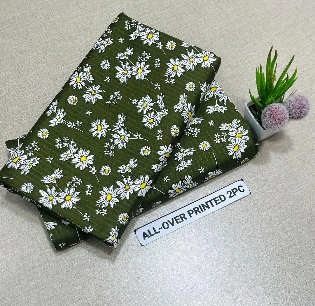 2 Pcs Women's Unstitched Printed Suit