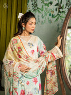 Women Lawn Chikankari Suit White 3 Pcs Set