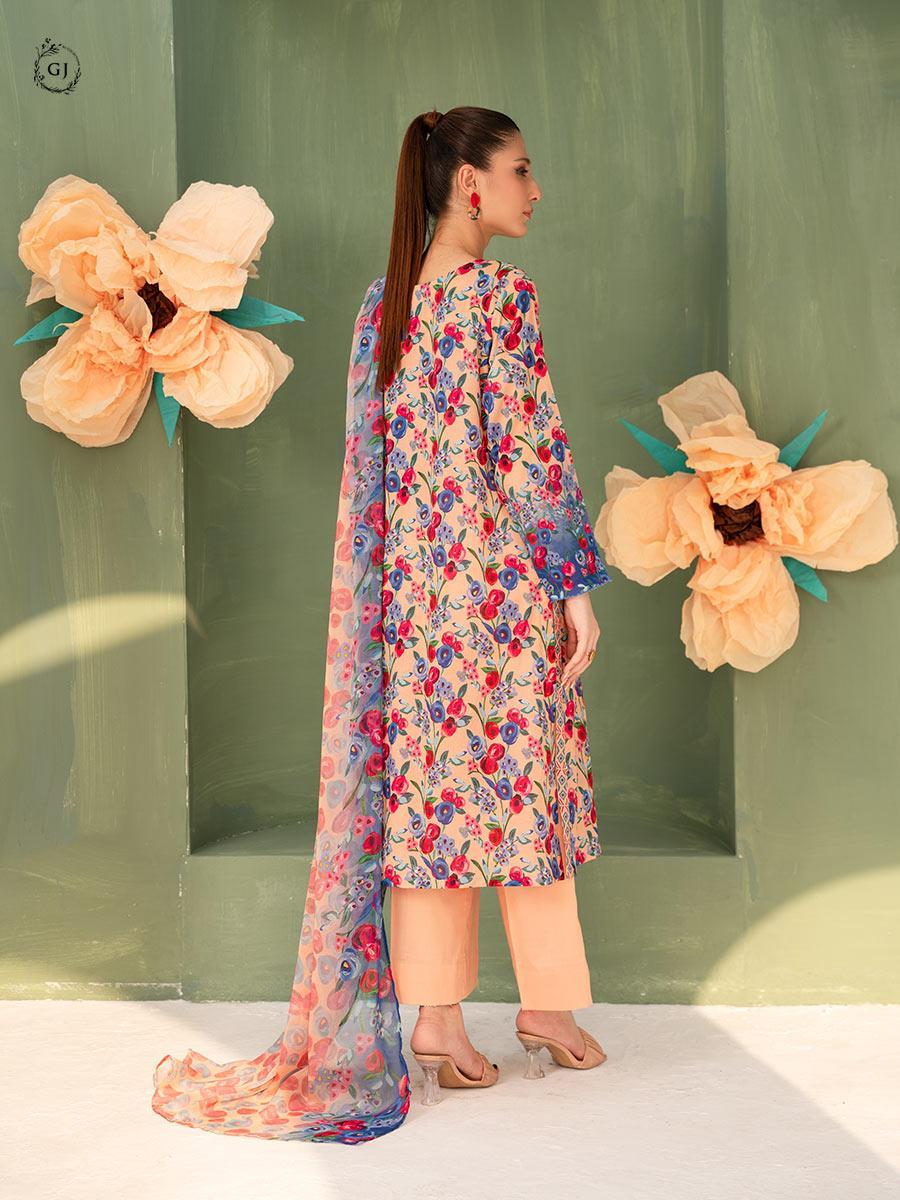 Multicolor Printed Lawn 3 Pcs Women Suit