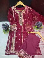Organza Embroidered Suit