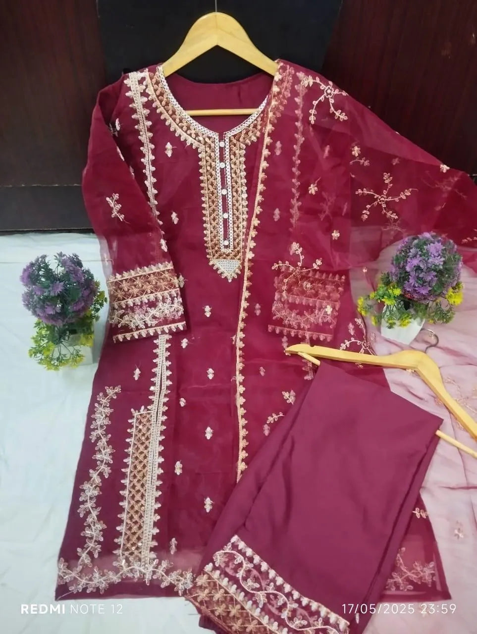 Organza Embroidered Suit