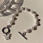 Butterfly Pearl Bracelet Silver Plated Adjustable for Women