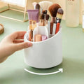 White Acrylic Makeup Brush Organizer with Glass Dome