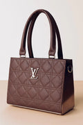 Brown Quilted PU Shoulder Bag for Women