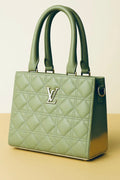 Green Quilted PU Leather Shoulder Bag for Women
