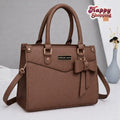 Brown Leather Plain Shoulder Bag for Women