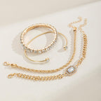 4 Pcs Gold Plated Gemstone Chain Bracelet