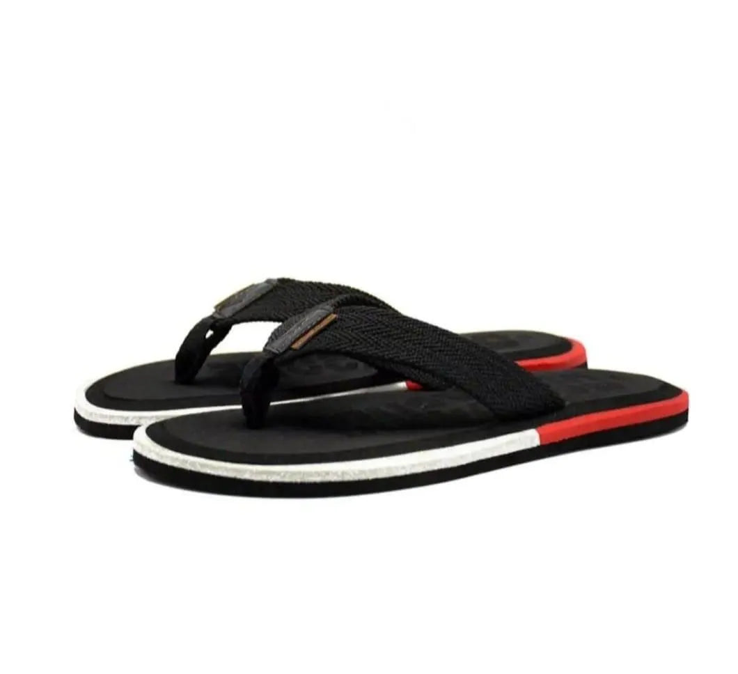 Men's Black Rubber Casual Flip Flops