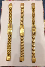 Golden Stainless Steel Men's Chain Bracelet with Unique Tree Emblem