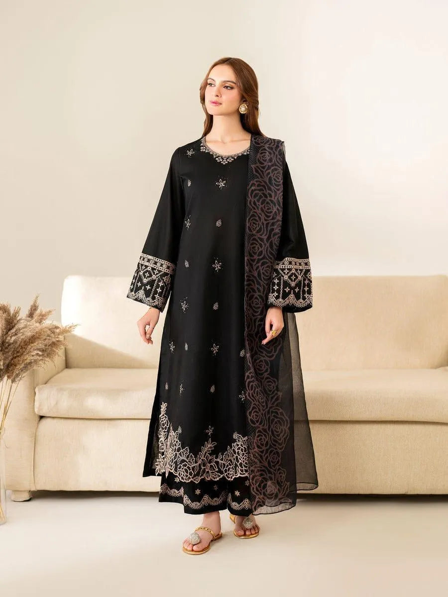3Pcs Unstitched Embroidered Suit