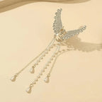 Silver Golden Zircon Butterfly Hair Claw for Women Daily Wear