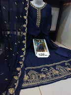 Green Embroidered Chiffon 3Pcs