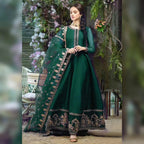 Green Embroidered Chiffon 3Pcs