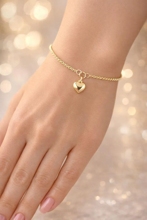 1 Pc Heart Design Gold Plated Charm Bracelet