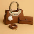 Multicolor Leather Shoulder Bag with Wallet Set