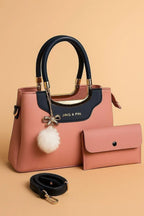 Multicolor Leather Shoulder Bag with Wallet Set
