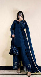 Shamoz Silk Lace Work Suit