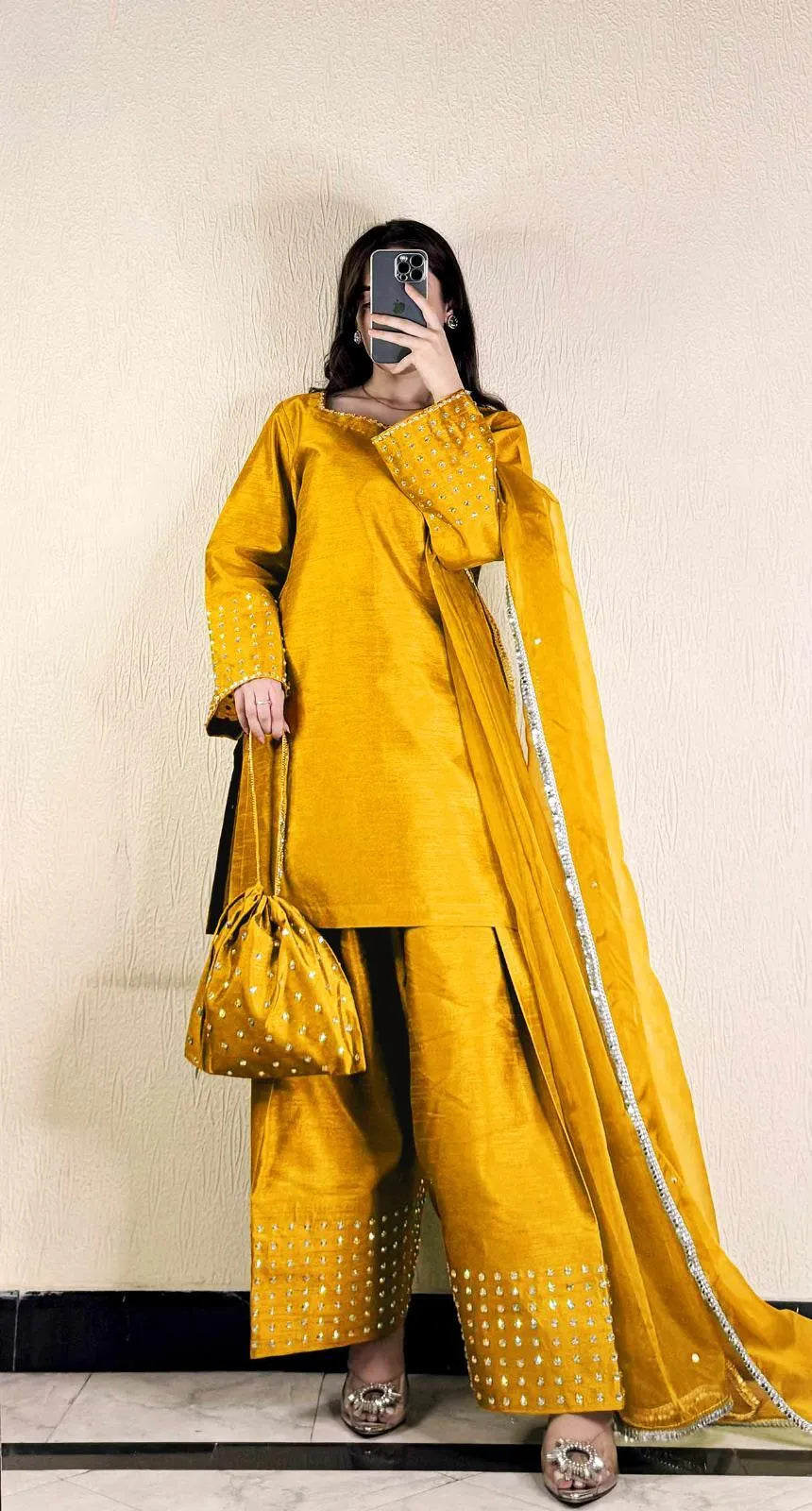 Shamoz Silk Lace Work Suit