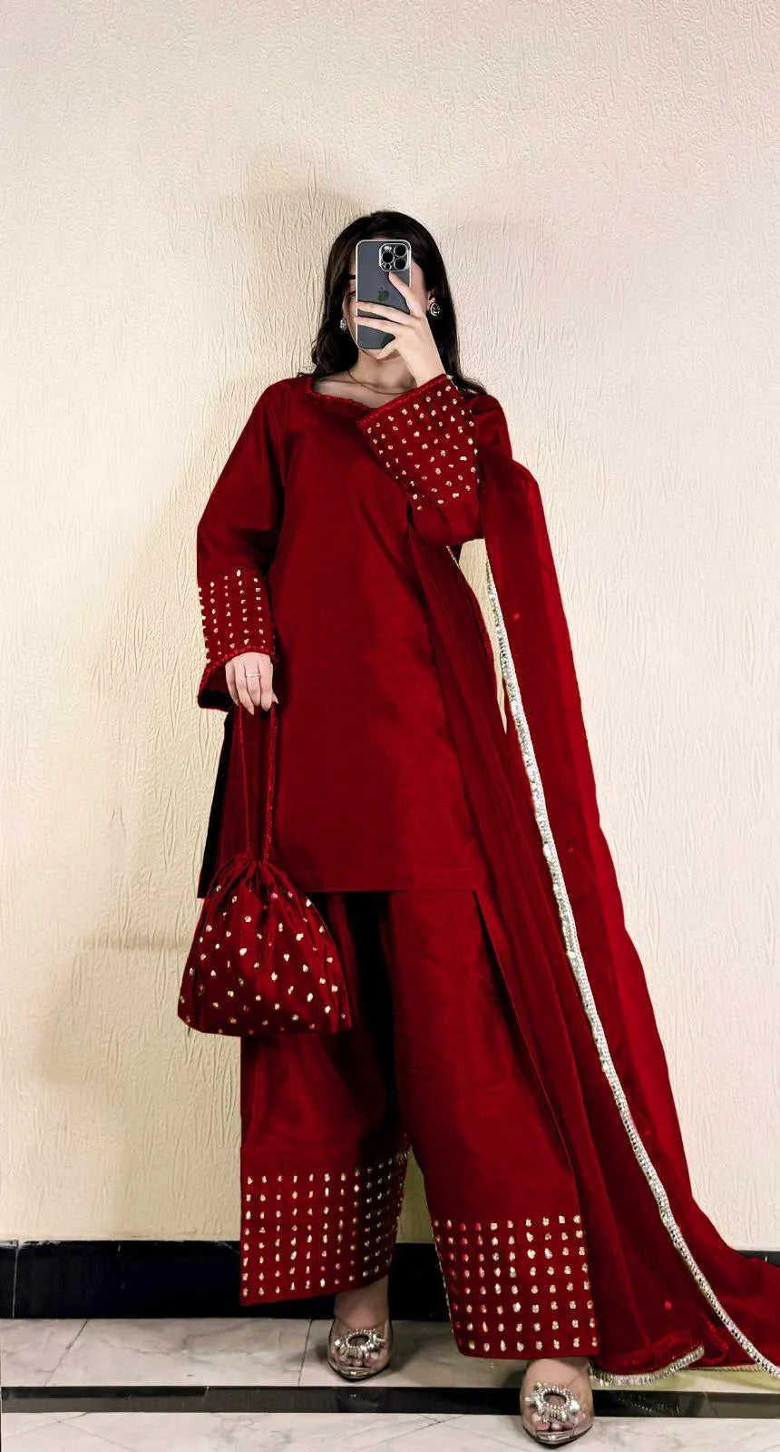 Shamoz Silk Lace Work Suit