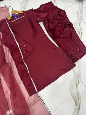 Shamoz Silk Lace Work Suit