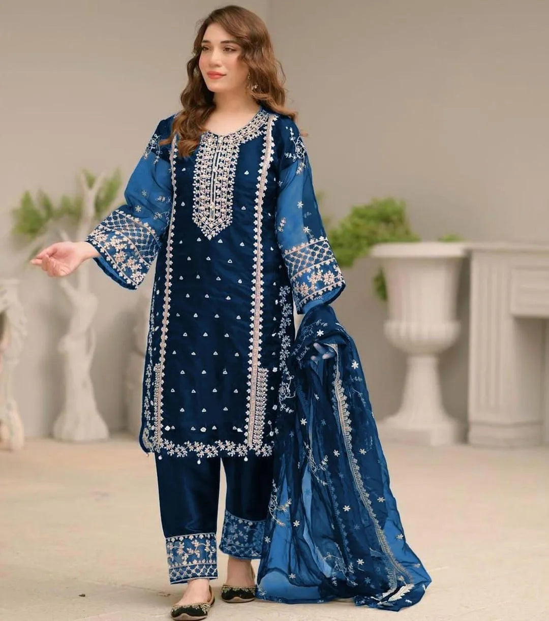 Organza Embroidered Suit