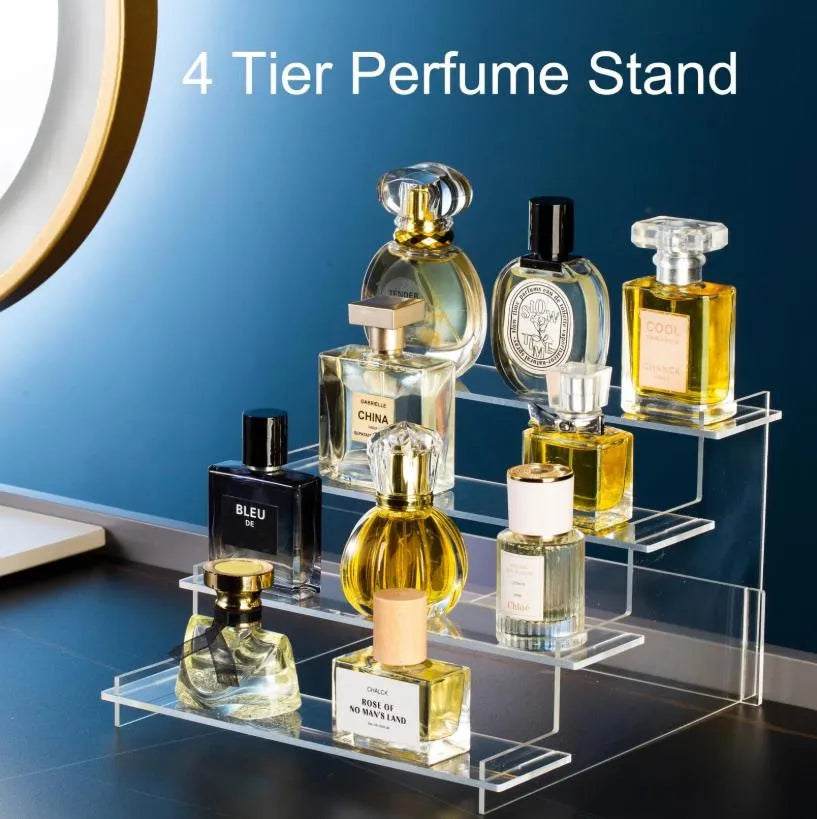 4 Tier Acrylic Display Risers, Perfume Organizer Stand, Cupcake Stand Holder