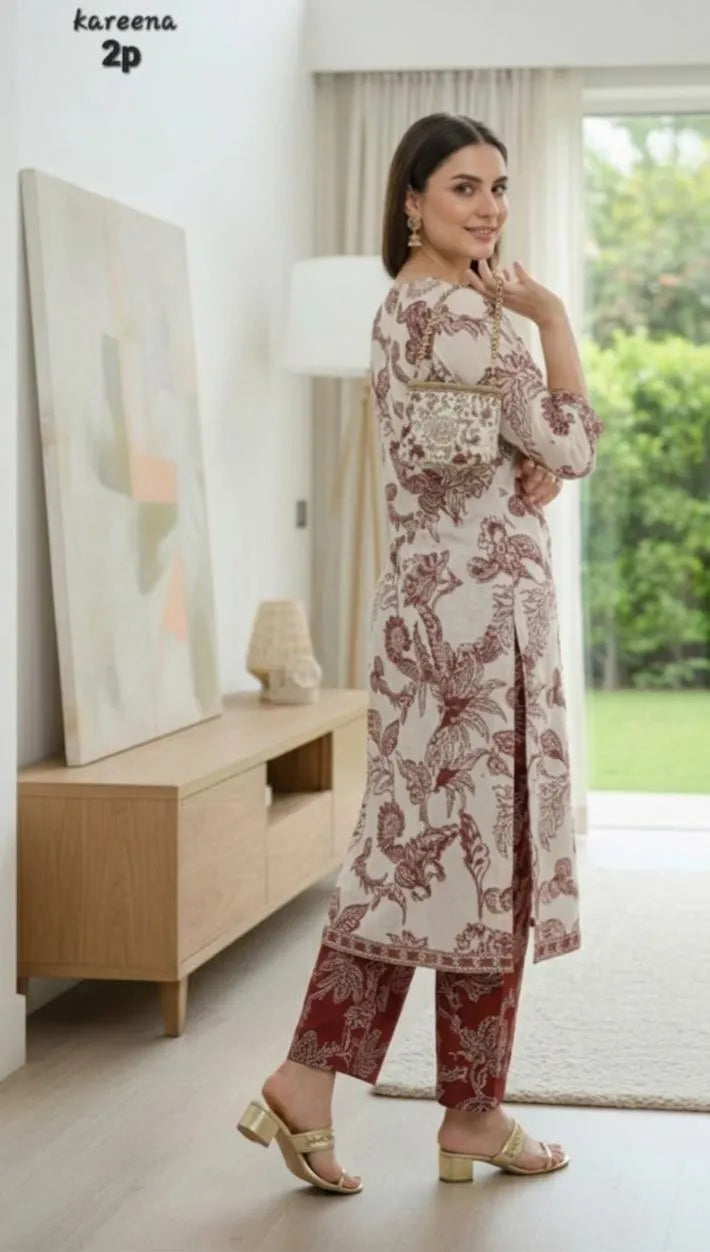 Silky Lawn Printed Shirt And Trouser