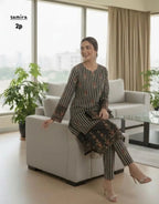 Women's Stitched Silky Lawn Printed Shirt And Trouser