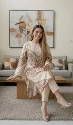 Women's Stitched Silky Lawn Printed Shirt And Trouser
