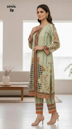 Women's Stitched Silky Lawn Printed Shirt And Trouser