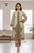 Women's Stitched Silky Lawn Printed Shirt And Trouser